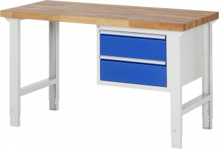 Werkbank höhenverstellbar 7125A1 | B1500xT700xH790-1140mm | 2xSchublade-VA