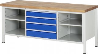 Werkbank höhenverstellbar 8751A2 | B2000xT700xH840-1040mm | 4xSchublade-TA