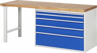 Werkbank 7711A1 | B2000xT700xH840mm | 5xSchublade-VA