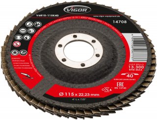 VIGOR Fächerscheiben Satz ∙ 115 mm ∙ K-80 ∙ V6810-115K80 ∙ 10-teilig ∙ Anzahl Werkzeuge: 10