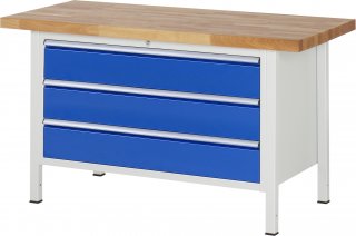 Werkbank höhenverstellbar 8357A2 | B1500xT700xH840-1040mm | 3xSchublade-VA