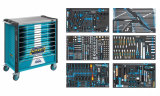 HAZET Werkstattwagen Assistent 179NXL-8S1/515 ∙ 515-teilig ∙ Schubladen | flach: 7× 81 x 696 x 398 mm ∙ Schubladen | hoch: 1× 166 
