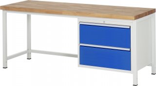 Werkbank höhenverstellbar 8255A1 | B2000xT700xH840-1040mm | 2xSchublade-VA