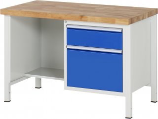 Werkbank höhenverstellbar 8451A2 | B1250xT700xH840-1040mm | 2xSchublade-VA