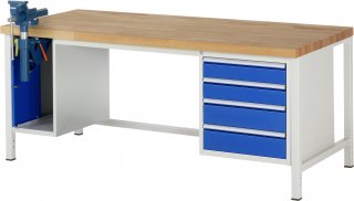 Werkbank höhenverstellbar 8185A1 | B2000xT900xH840-1040mm | 4xSchublade-VA | SSKL