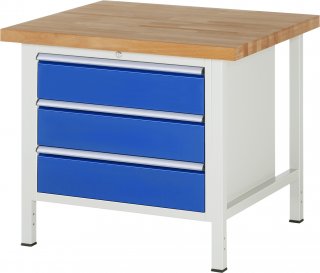 Werkbank höhenverstellbar 8257A2 | B1000xT900xH840-1040mm | 3xSchublade-VA