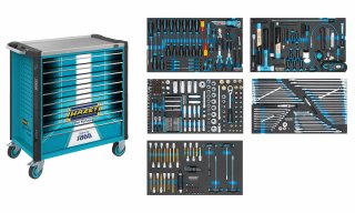 HAZET Werkstattwagen Assistent 179NXL-8S1/425 ∙ 425-teilig ∙ Schubladen | flach: 7× 81 x 696 x 398 mm ∙ Schubladen | hoch: 1× 166 