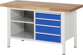 Werkbank höhenverstellbar 8463A2 | B1500xT700xH840-1040mm | 4xSchublade-VA