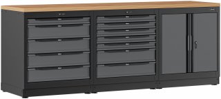 VIGOR Schrankwand-Kombination ∙ Starter-Paket ∙ Holz ∙ V6000-3P1XLD ∙ L x B x H: 2588 mm x 700 mm x 994 mm