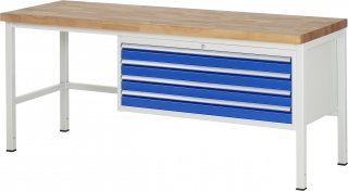 Werkbank höhenverstellbar 8333A1 | B2000xT700xH840-1040mm | 4xSchublade-VA