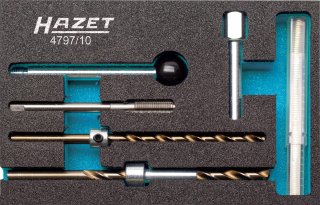 HAZET Gewinde-Reparatur Satz für Injektor-Befestigungsschraube 4797/10 ∙ 10-teilig