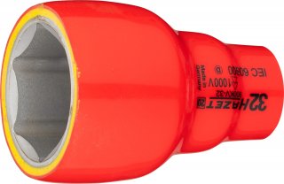 HAZET Steckschlüsseleinsatz ∙ schutzisoliert 900KV-32 ∙ 1/2 Zoll (12,5 mm) Vierkant hohl ∙ Außen Sechskant-Tractionsprofil ∙ SW 