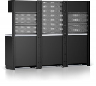 VIGOR Schrankwand-Kombination ∙ Komplett-Paket ∙ Edelstahl ∙ V6000-3P2XL-X ∙ L x B x H: 2588 mm x 526 mm x 1980 mm