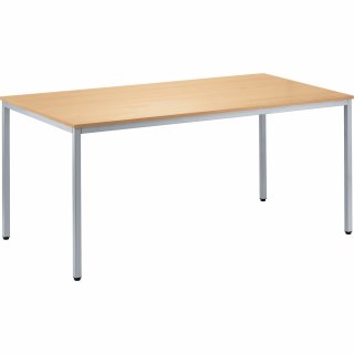 Konferenztisch 1.400x800mm Gestell alusilber Platte buche