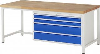Werkbank höhenverstellbar 8361A1 | B2000xT900xH840-1040mm | 4xSchublade-VA