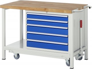 Werkbank mit Fahrgestell 8271 | B1250xT700xH880mm | 5xSchublade-TA