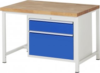 Werkbank höhenverstellbar 8256A1 | B1250xT900xH840-1040mm | 2xSchublade-VA