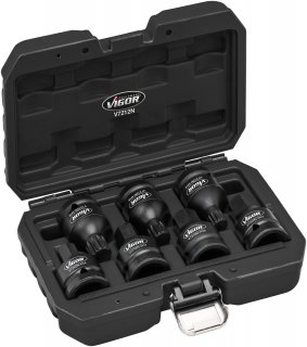 VIGOR Schlag- | Maschinenschrauber Steckschlüssel Satz ∙ V7212N ∙ 3/4 Zoll (20 mm) Vierkant hohl ∙ Außen Sechskant Profil | Außen 
