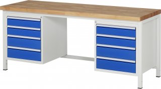 Werkbank höhenverstellbar 8181A1 | B2000xT700xH840-1040mm | 8xSchublade-VA