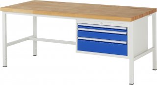 Werkbank höhenverstellbar 8226A1 | B2000xT900xH840-1040mm | 3xSchublade-VA
