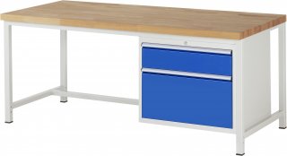Werkbank höhenverstellbar 8256A1 | B2000xT900xH840-1040mm | 2xSchublade-VA