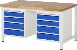 Werkbank höhenverstellbar 8181A1 | B1500xT900xH840-1040mm | 8xSchublade-VA