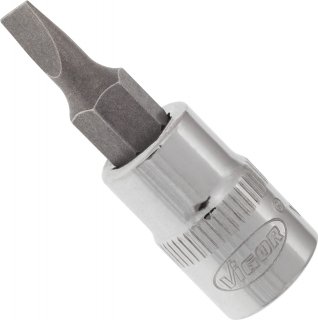 VIGOR Schlitzprofil Schraubendreher-Einsatz ∙ V2427N ∙ 1/4 Zoll (6,3 mm) Vierkant hohl ∙ Schlitz Profil ∙ SW 0,8 x 4 mm