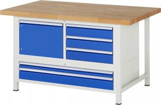 Werkbank höhenverstellbar 8932A2 | B1500xT900xH840-1040mm | 5xSchublade-TA | 1xTür