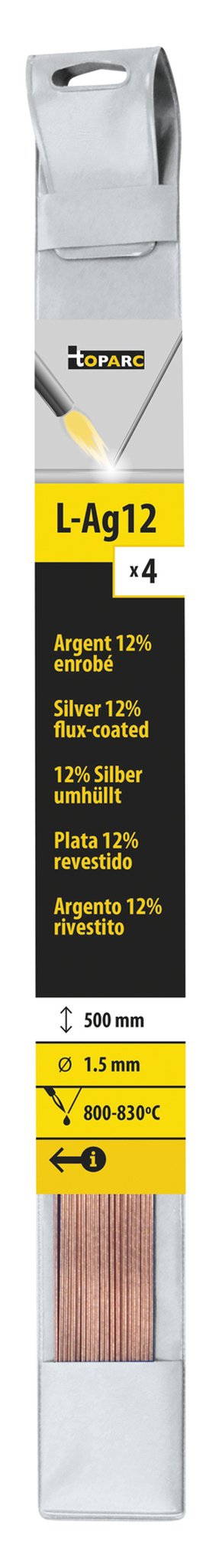 4 Lötstäbe - mit 12% Silber umhüllt - Ø 1,5 mm - L. 500 mm