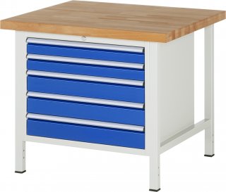 Werkbank höhenverstellbar 8271A2 | B1000xT900xH840-1040mm | 5xSchublade-VA