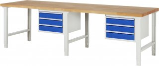 Werkbank höhenverstellbar 7127A1 | B3000xT900xH790-1140mm | 6xSchublade-VA