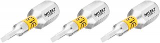 HAZET Bit 2208N-2/3 ∙ 1/4 Zoll (6,3 mm) Sechskant massiv ∙ Schlitz Profil ∙ 3-teilig ∙ SW 0,4 x 1,5 mm