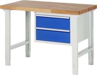 Werkbank höhenverstellbar 7125A1 | B1250xT700xH790-1140mm | 2xSchublade-VA