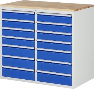 Schubladenschrank LL7.10.10 | B1145xT650xH1035mm | B-Top-25mm | 14xSchublade-VA