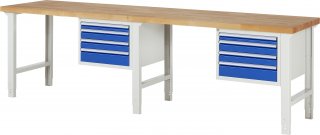 Werkbank höhenverstellbar 7132A1 | B3000xT700xH790-1140mm | 8xSchublade-VA