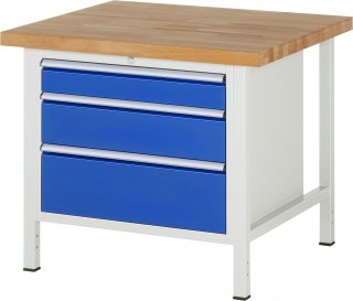 Werkbank höhenverstellbar 8259A2 | B1000xT900xH840-1040mm | 3xSchublade-VA
