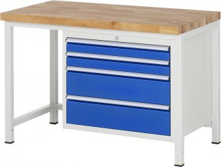 Werkbank höhenverstellbar 8261A1 | B1250xT700xH840-1040mm | 4xSchublade-VA