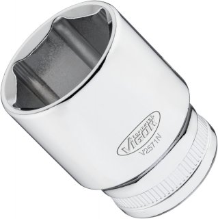 VIGOR Steckschlüsseleinsatz ∙ V2571N ∙ 1/2 Zoll (12,5 mm) Vierkant hohl ∙ Außen Sechskant Profil ∙ SW 27 mm