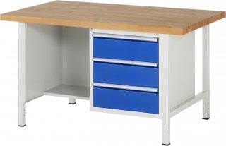 Werkbank höhenverstellbar 8452A2 | B1500xT900xH840-1040mm | 3xSchublade-VA