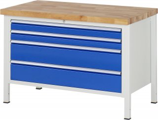Werkbank höhenverstellbar 8361A2 | B1250xT700xH840-1040mm | 4xSchublade-VA