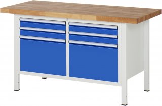 Werkbank höhenverstellbar 8474A2 | B1500xT700xH840-1040mm | 6xSchublade-VA
