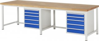Werkbank höhenverstellbar 8171A1 | B3000xT900xH840-1040mm | 10xSchublade-VA