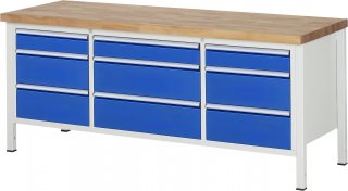 Werkbank höhenverstellbar 8753A2 | B2000xT700xH840-1040mm | 9xSchublade-TA