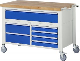 Fahrbare Werkbank 8921 | B1250xT700xH920-1120mm | 7xSchublade-TA