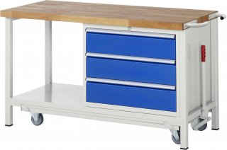 Werkbank mit Fahrgestell 8257 | B1500xT700xH880mm | 3xSchublade-TA