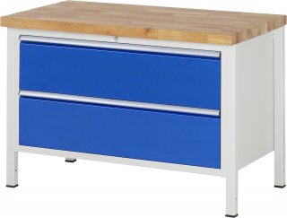Werkbank höhenverstellbar 8355A2 | B1250xT700xH840-1040mm | 2xSchublade-VA