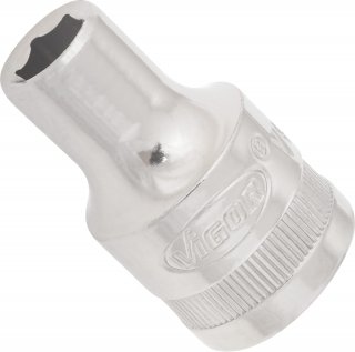 VIGOR Sechskant Steckschlüsseleinsatz ∙ V4709N ∙ 1/2 Zoll (12,5 mm) Vierkant hohl ∙ Außen Sechskant Profil ∙ SW 8 mm