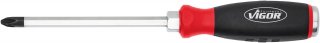 VIGOR Kreuzschlitz Schraubendreher mit Schlagkappe ∙ mit Antriebsvierkant ∙ V5010-PH3 ∙ Kreuzschlitz Profil PH ∙ SW PH3
