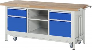 Werkbank mit Fahrgestell 8561 | B2000xT700xH880mm | 2xSchublade-TA | 1xTür