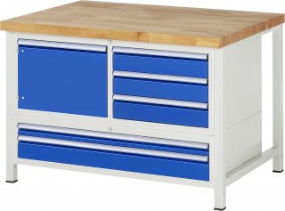 Werkbank höhenverstellbar 8932A2 | B1250xT900xH840-1040mm | 5xSchublade-TA | 1xTür